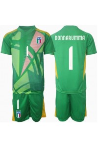 Fotbalové Dres Itálie Gianluigi Donnarumma #1 Brankářské Dětské Venkovní Oblečení ME 2024 Krátký Rukáv (+ trenýrky)